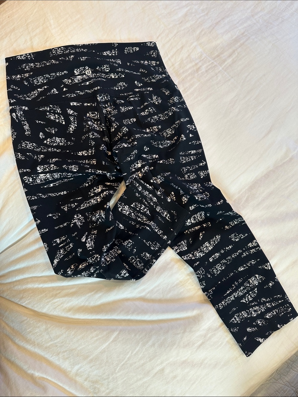 lululemon athletica Black Leggings with White Speckled Stripe Print